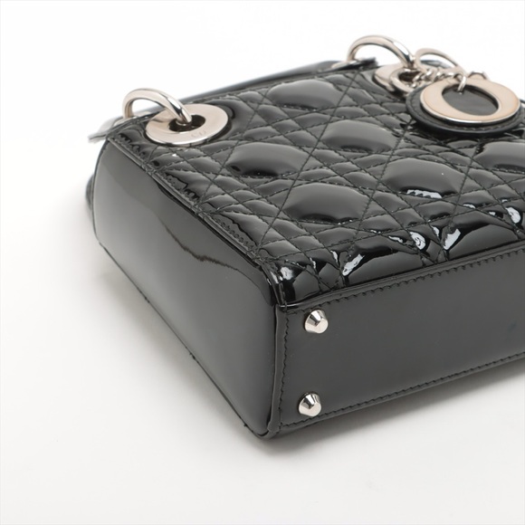 Christian Dior Lady Dior Black Mini Patent Leather - Picture 4 of 11